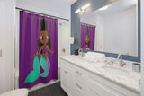 Purple Melanin Mermaid Shower Curtain