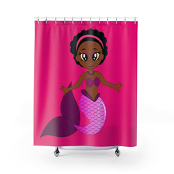 Pink Melanin Mermaid Shower Curtain